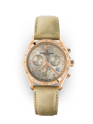 Iris Chronograph watch in khaki leather straps slide 1 - Swiss Quartz - Ronda movement